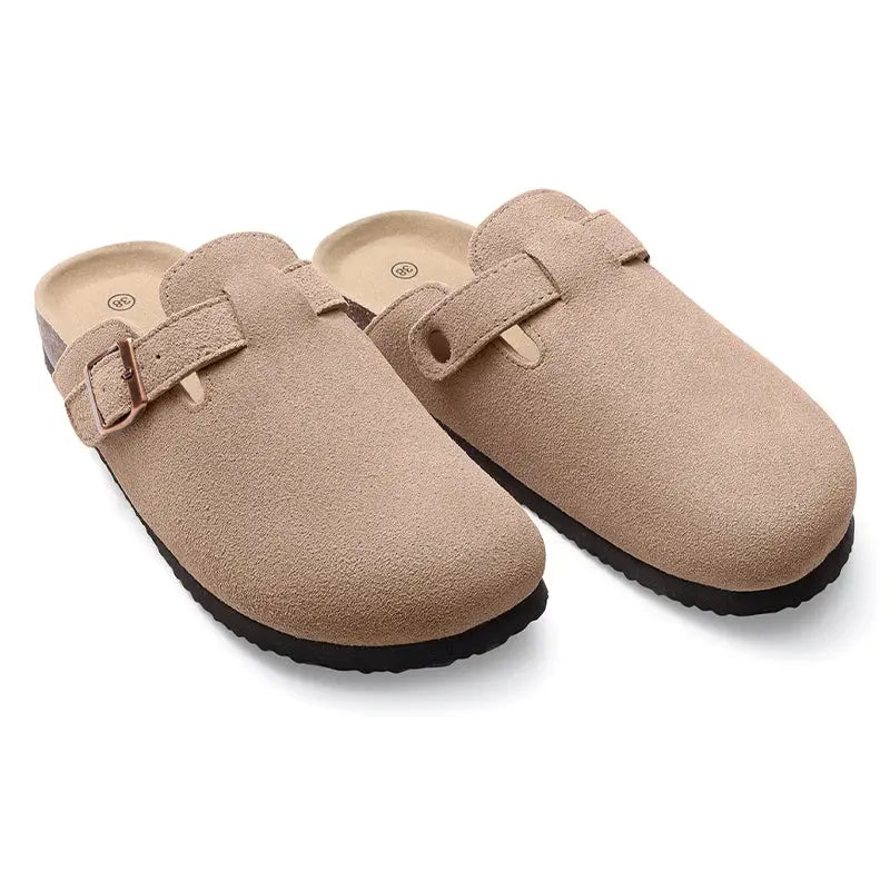 Bebealy Fashion Suede Men Clogs Slippers Soft Cork Beach Slippers Outdoor Women Nonslip Mules With Arch Support Men Slippers