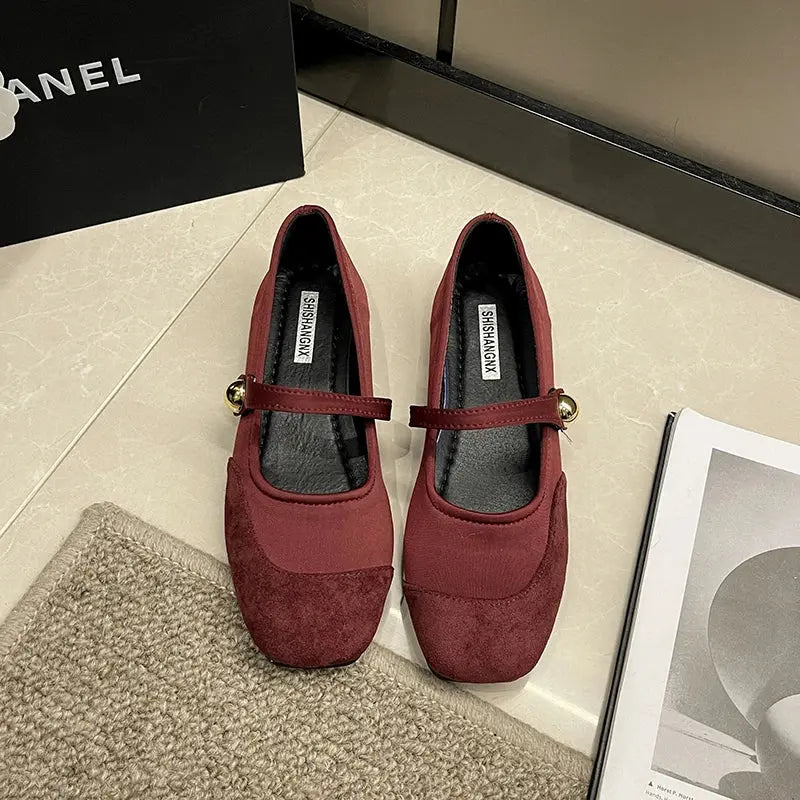 Elegant Mary Janes Flats Shoes Women Black Buckle Strap Shallow Casual Ballet Shoes Ladies Spring Autumn Canvas Loafers 2023