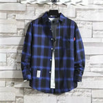 Spring New Korean Style Plaid Shirts Men's Handsome Long-sleeved Loose Casual All-matching Shirt Coats 2025 Trend Men's Clothing Markonline