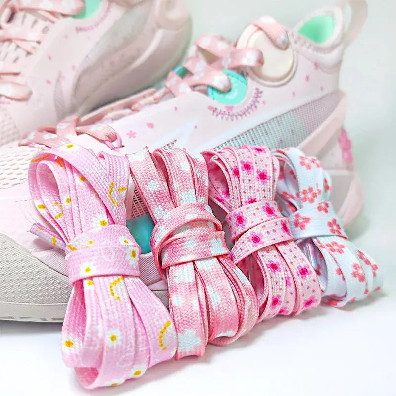 80/100/120/140/160CM Unisex Pink Shoelace Daisy Shoe laces Flat Shoe Laces High-top Canvas Sneakers Shoelace Shoe String New