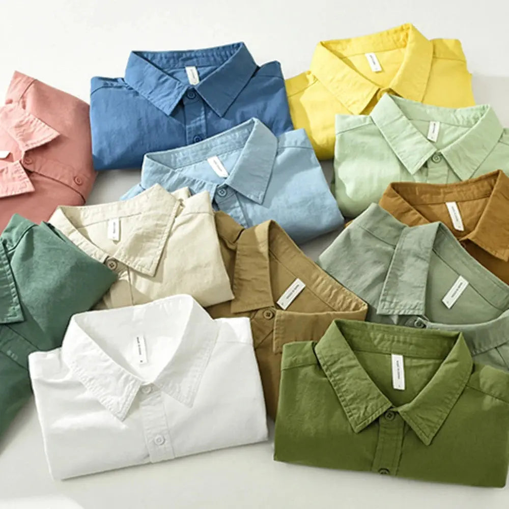 Mens long sleeve regular shirt Multi-color cotton plain shirt for Young men work tops Autumn men's clothing loose casual shirts Markonline