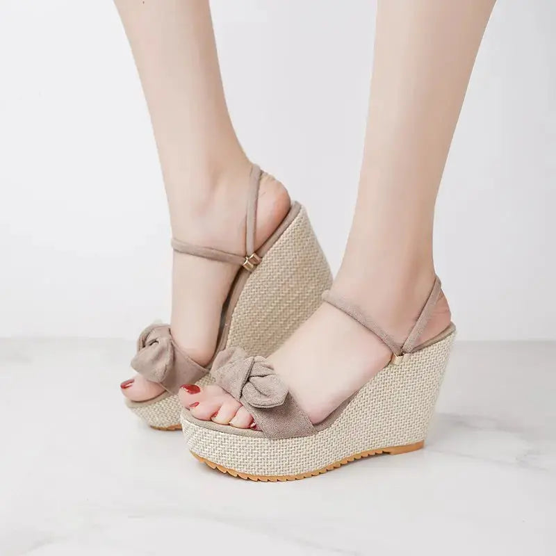 New Designer Denim Sandals Women Sandals High Quality Wedges High Heels Peep-Toe Platform Shoes Woman Thick Bottom Sandals