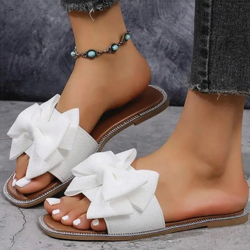 Women's Sandals Blin Blin Sweet Summer Sandals Shoes Women New Flat Sandals Beach Slippers For Summer Footwear Chaussures Femme