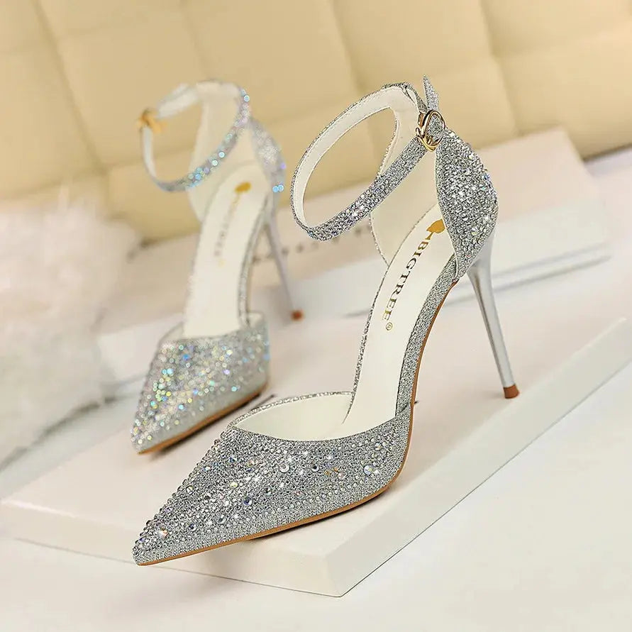 Rhinestone Women Pumps Sexy Stiletto Women High Heels Pointed Toe Women Heels Pumps Women Shoes Party Wedding Shoes Scarpe Donna