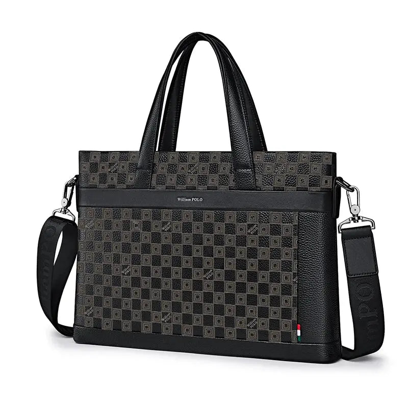 Genuine leather men's briefcase, fashionable shoulder bag, personalized laptop bag