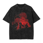 Y2K Washed Fun Malikeths Male Messmer Ringed T Eldened Cotton Crew Neck Short Sleeve T-Shirt Stereo Decoration Female Clothing Markonline