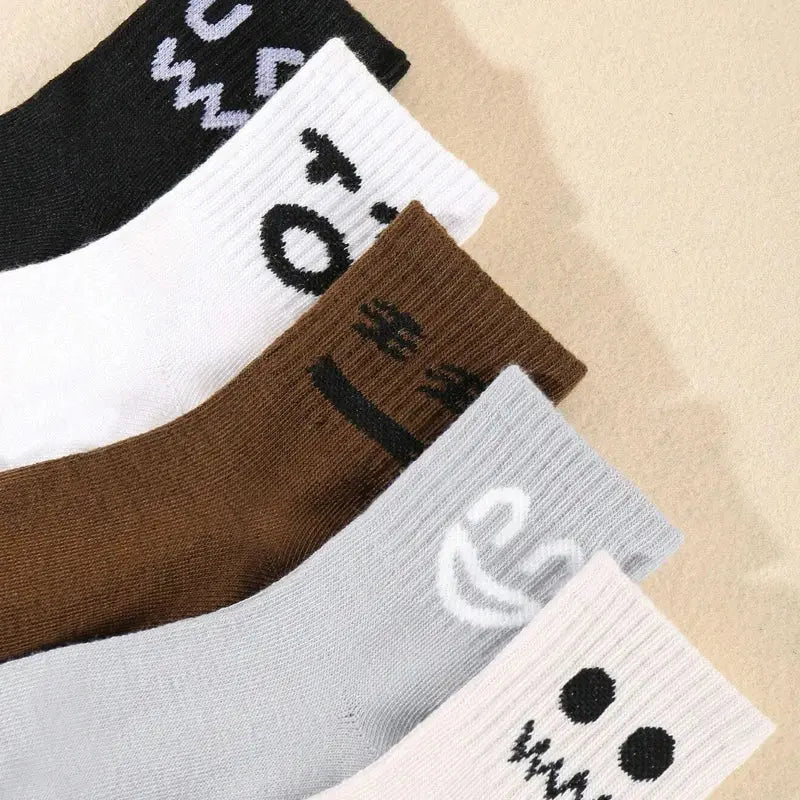 5 pairs  funny expression socks, basic kids socks,All-purpose comfortable  boys' socks，children's boy socks