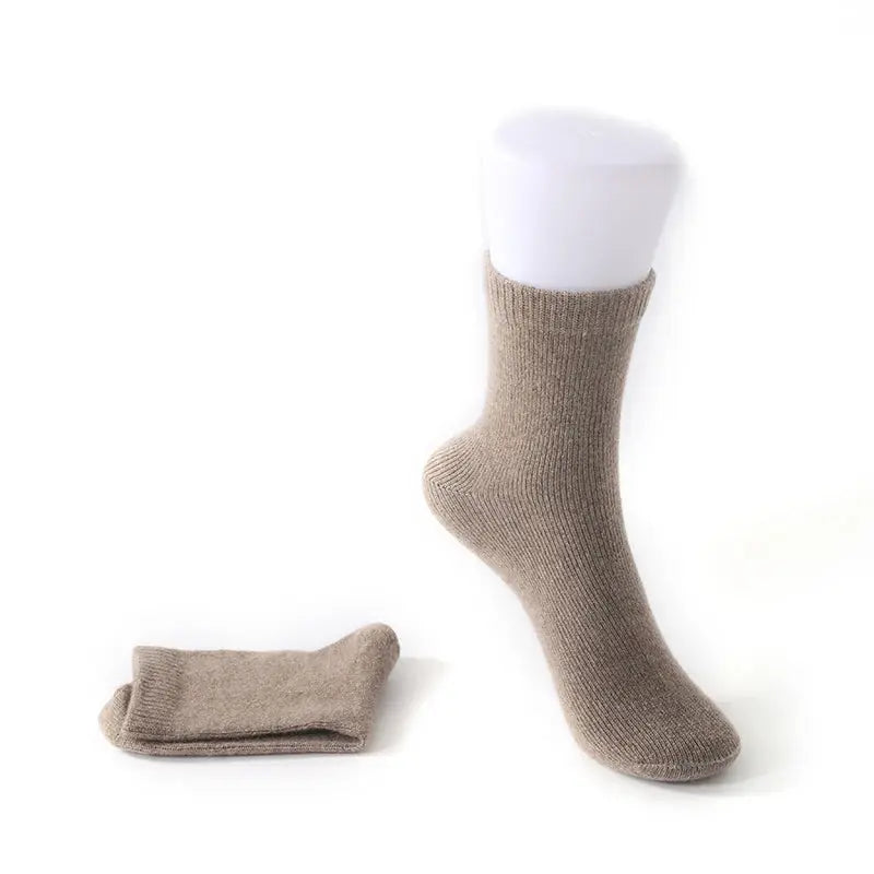 100% Cashmere Socks, Women's Knitted Mid Tube Socks Solid Color Warmth High-end gift for Autumn and Winter