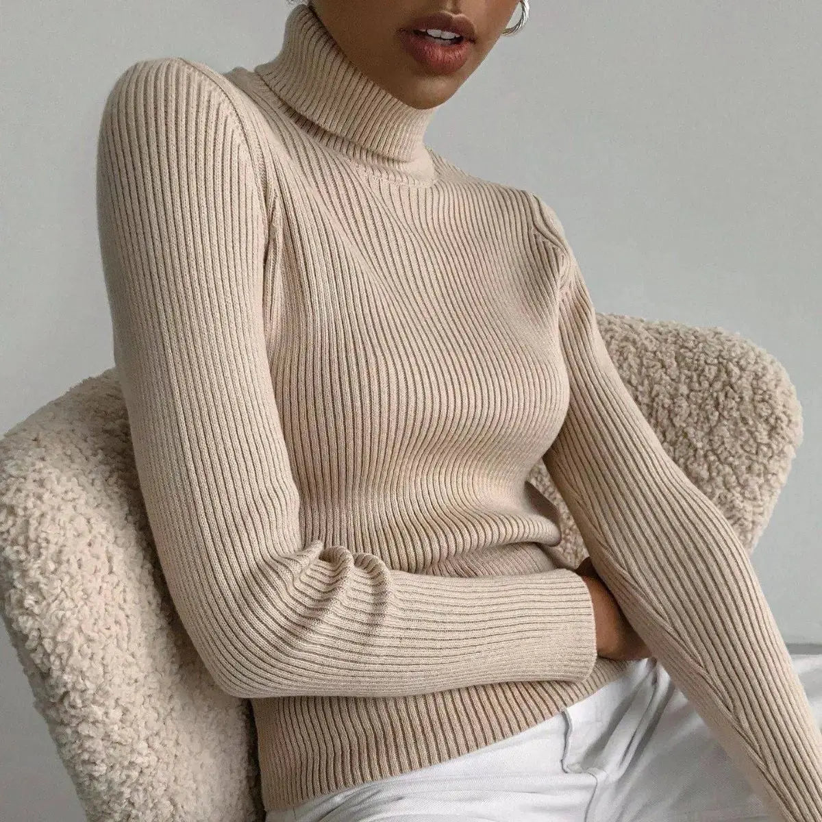 Cozy Turtleneck Knit Sweater for Women