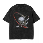 Y2K Washed Fun Malikeths Male Messmer Ringed T Eldened Cotton Crew Neck Short Sleeve T-Shirt Stereo Decoration Female Clothing Markonline