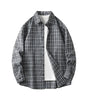 Men Shirt Plaid Flannel Retro Long Sleeve Oversized Loose Cotton Casual Male Youth Design Soft Fall Black Formal Dress Shirt Markonline