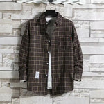 Spring New Korean Style Plaid Shirts Men's Handsome Long-sleeved Loose Casual All-matching Shirt Coats 2025 Trend Men's Clothing Markonline