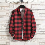 Spring New Korean Style Plaid Shirts Men's Handsome Long-sleeved Loose Casual All-matching Shirt Coats 2025 Trend Men's Clothing Markonline