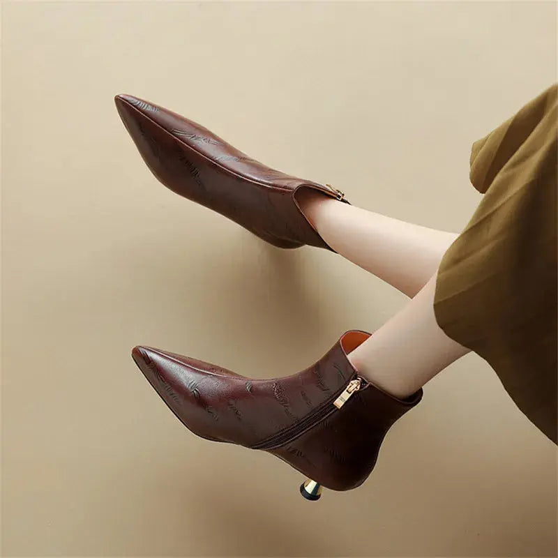New Autumn Genuine Leather Women Boots Fashion Pointed Toe Knight Boots for Women Short Boots Women Handmade Botines Mujer