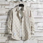 Spring New Korean Style Plaid Shirts Men's Handsome Long-sleeved Loose Casual All-matching Shirt Coats 2025 Trend Men's Clothing Markonline