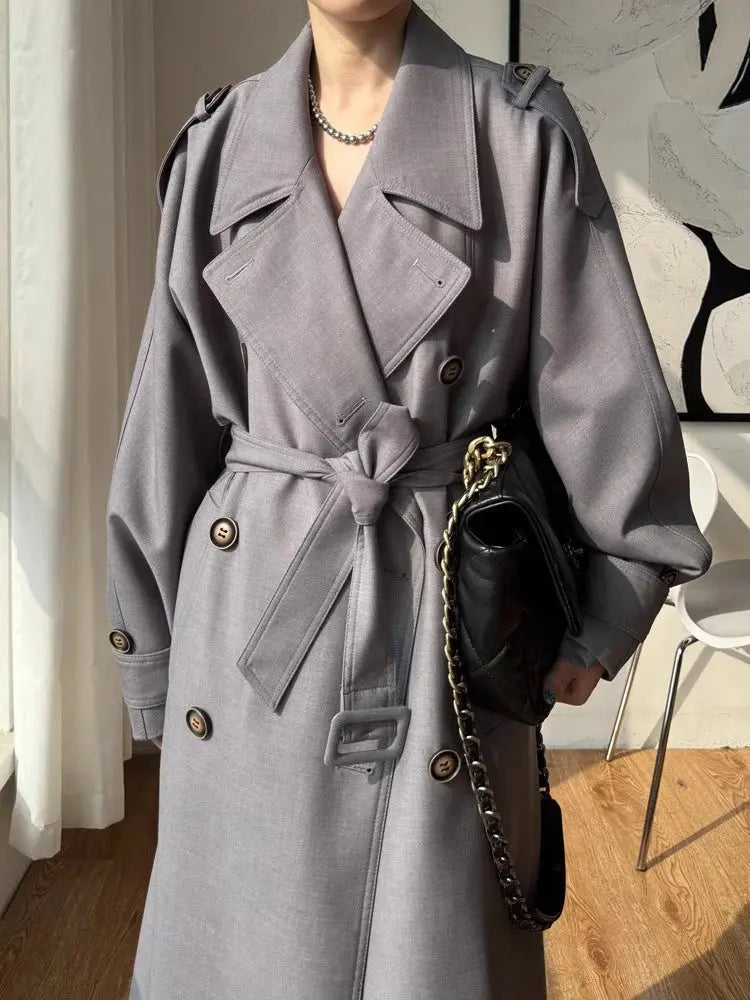 2025 New Women Fashion High-end Spring Autumn Long Trench Coat Outer Garment Windbreak Wind Coat Jacket With Belt