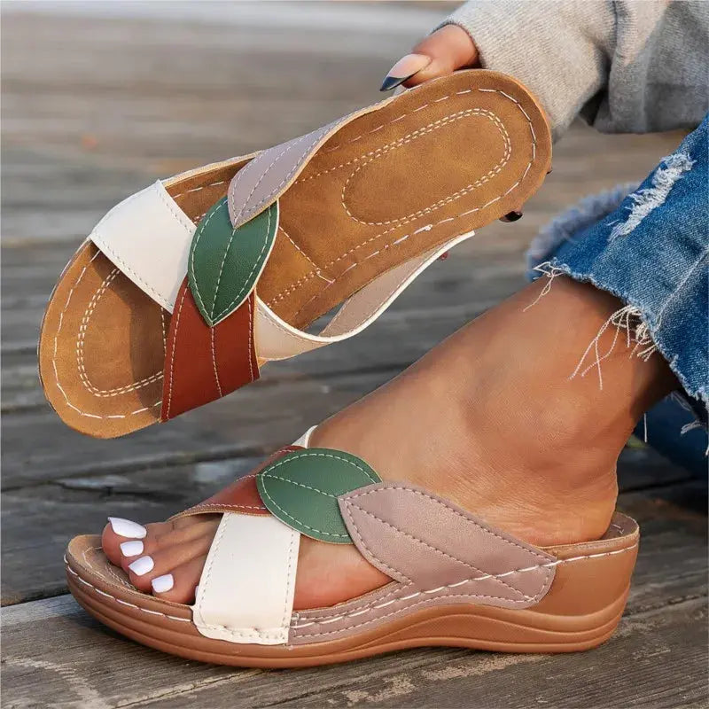 Summer Sandals Shoes Women Breathable Walking Shoes Slip On Shoes For Women Wedge Sandals Woman Retro Female Footwear Slipper