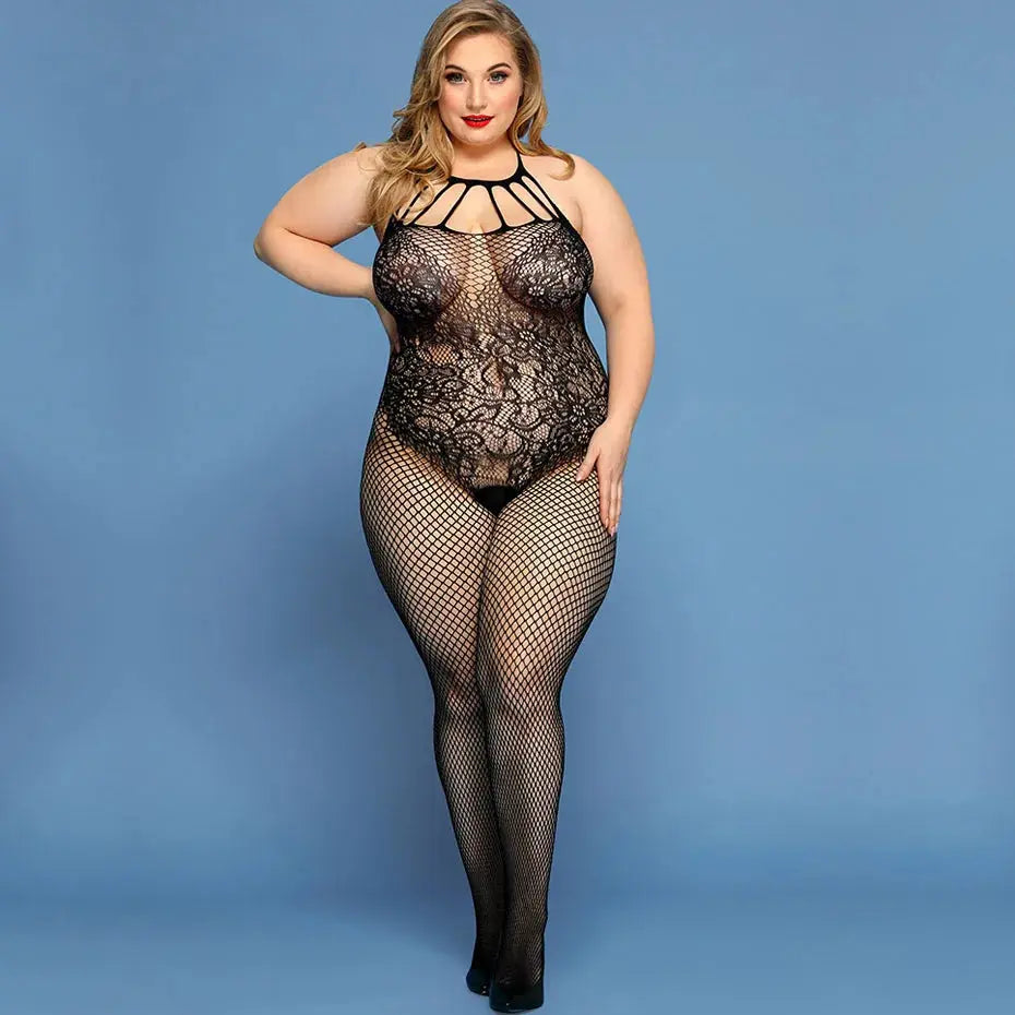Plus Size Sexy Halter Bodysuit Nightwear