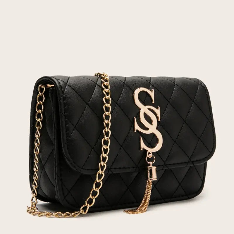 Small fragrant wind Ring-grid chain bag women's new crossbody bag mini Korean version small square bag