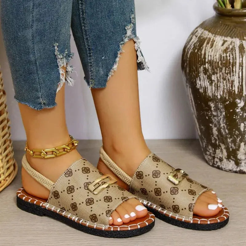 Women Casual Beach Holiday Luxury Sandals 2024 Summer New Fashion Outdoor Flat Sandals Open Toe Sandals Women Shoes for Women