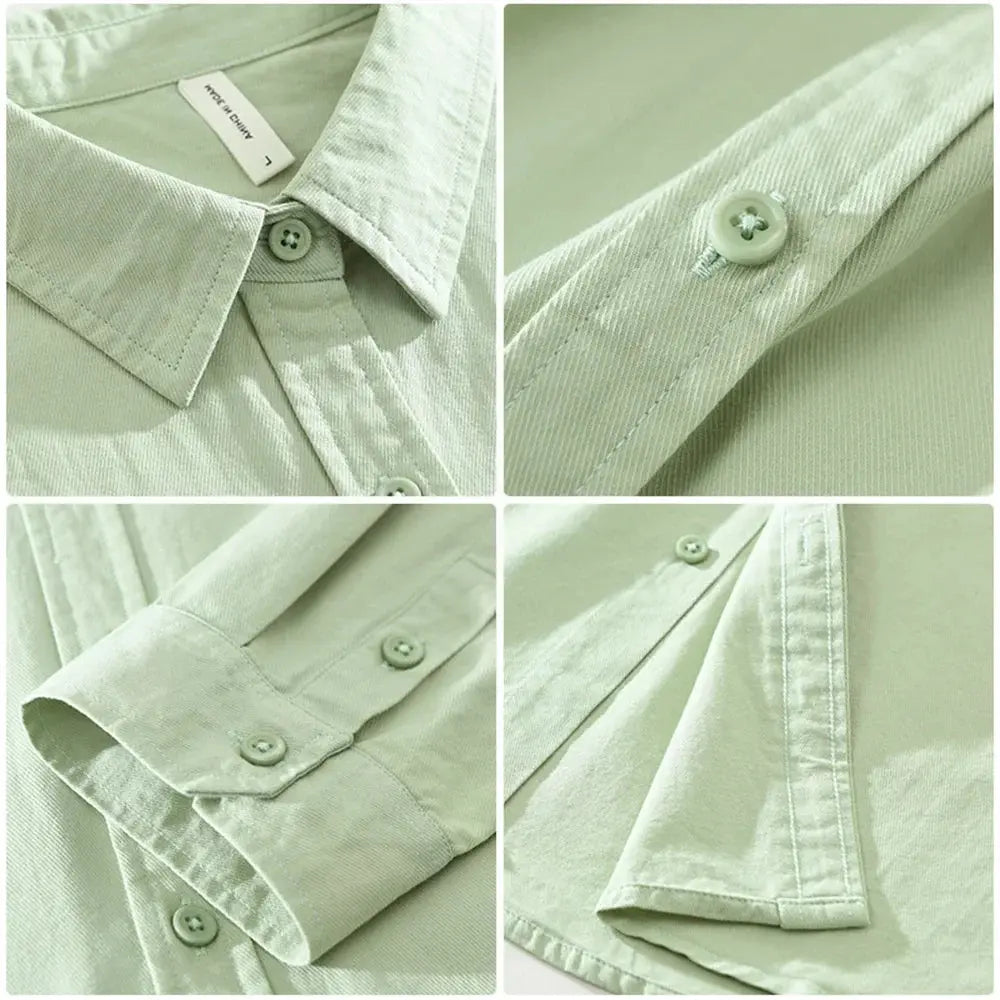 Mens long sleeve regular shirt Multi-color cotton plain shirt for Young men work tops Autumn men's clothing loose casual shirts Markonline