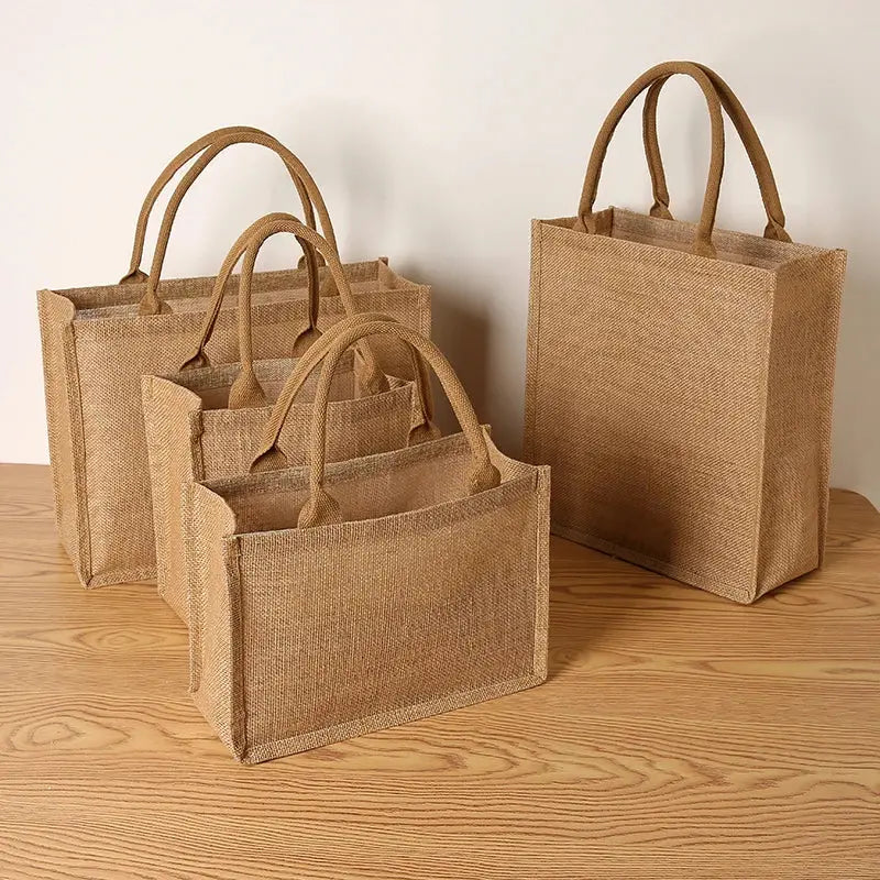 Jute Ladies Tote Tote Bag Laminating Blank Shopping Bag Can Painting DIY Large Capacity Open Handbag