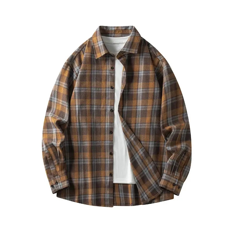 Men Shirt Plaid Flannel Long Sleeve Oversized Loose Cotton Casual Male Youth Comfortable Soft Fall Streetwear Formal Dress Shirt Markonline
