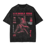 Y2K Washed Fun Malikeths Male Messmer Ringed T Eldened Cotton Crew Neck Short Sleeve T-Shirt Stereo Decoration Female Clothing Markonline