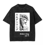 Y2K Washed Fun Malikeths Male Messmer Ringed T Eldened Cotton Crew Neck Short Sleeve T-Shirt Stereo Decoration Female Clothing Markonline