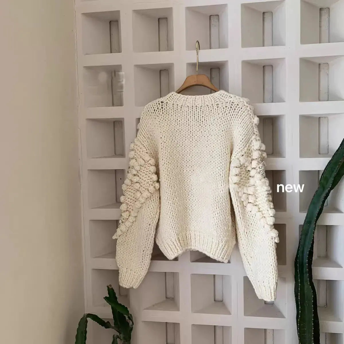 Vintage Floral Chunky Knit Cardigan Sweater