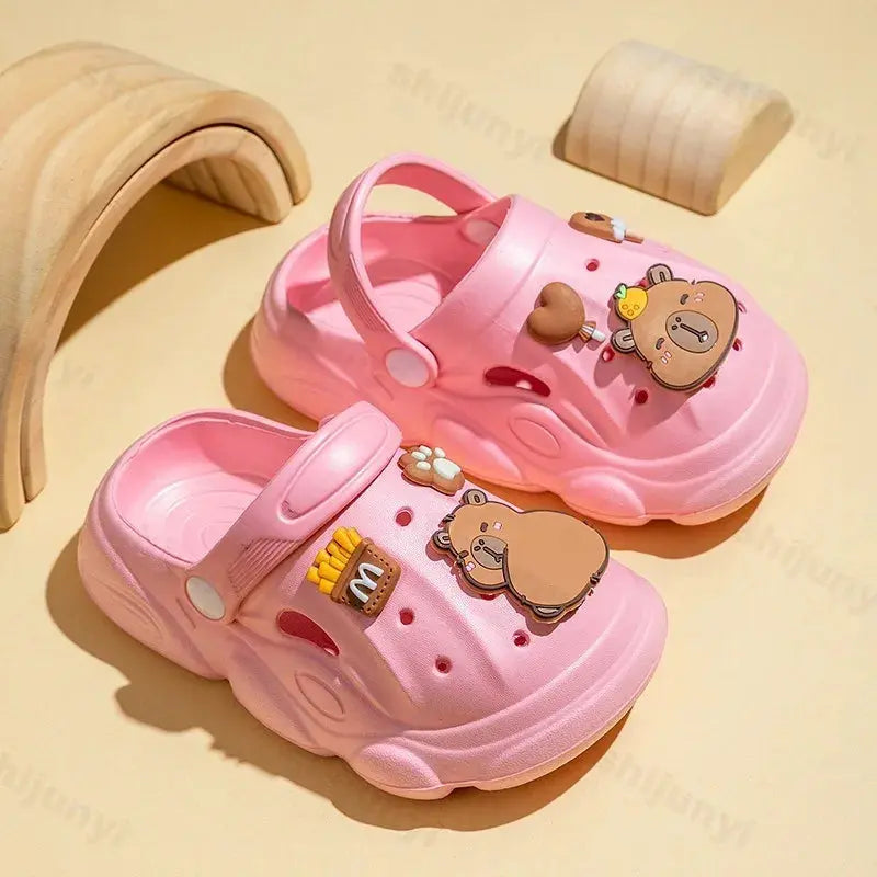 Capybara Sandals Children DIY Garden Slippers Anti-slip Platform Kids Slippers 2025 Summer Cartoon Slippers Beach Clogs Shoes