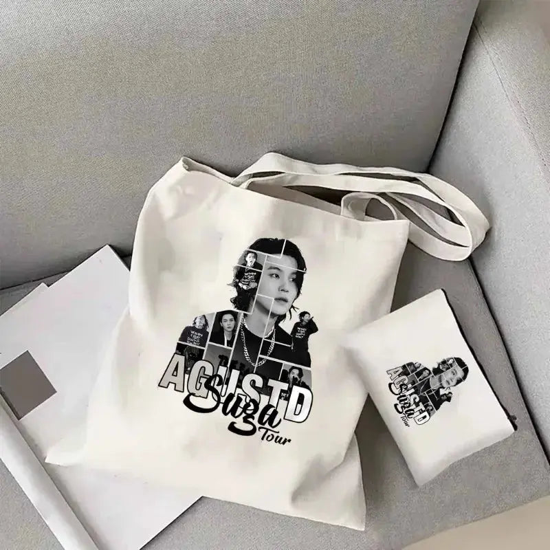 Agust D Day Movie Tote Bag Suga Agust D Tour Shoulder Bag Min Yoongi Tote Bag Agust D Fashion Canvas Bag Women’s Kpop Tote Bag