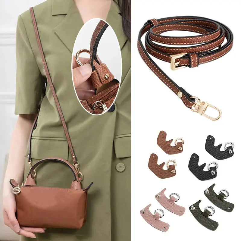 Bag Transformation Accessories For Mini Bag Straps Punch-free Genuine Leather Shoulder Strap Crossbody Conversion Bag Chain