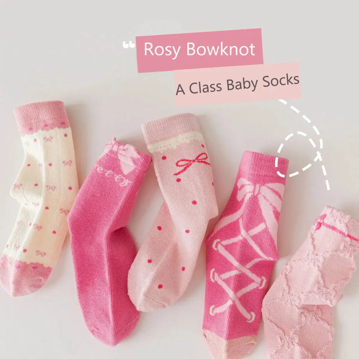 Spring Girls Socks Baby Sweet Rosy Bowknot Pattern Socks Cotton Socks Children Calf Socks Kids Socks 5 Pairs