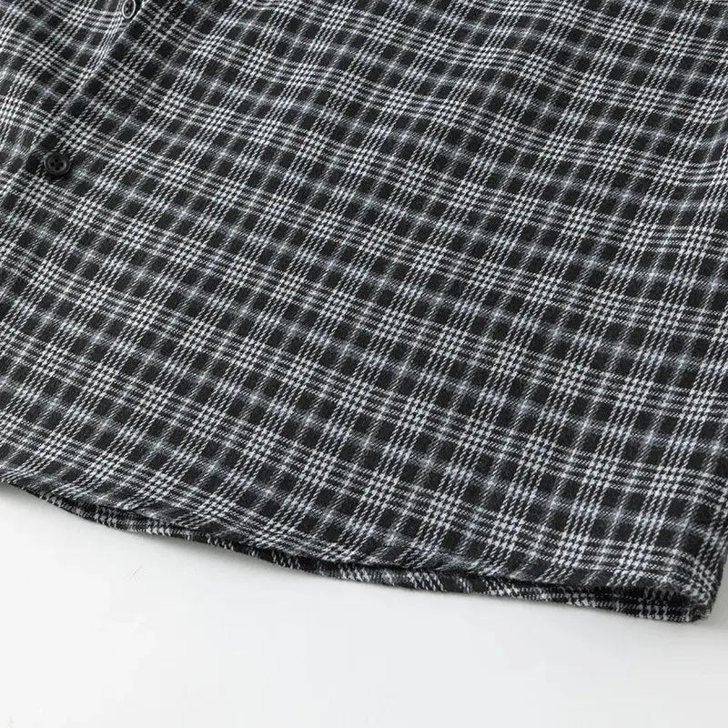 Men Shirt Plaid Flannel Retro Long Sleeve Oversized Loose Cotton Casual Male Youth Design Soft Fall Black Formal Dress Shirt Markonline