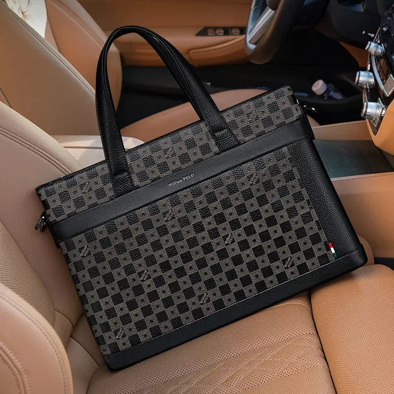 Genuine leather men's briefcase, fashionable shoulder bag, personalized laptop bag