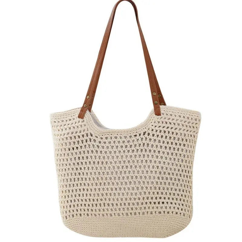 Hand Woven Shoulder Bag 2025 New Large Capacity Commuting Straw Woven Women Tote Bag Leisure Beach Vacation Straw Woven Bag