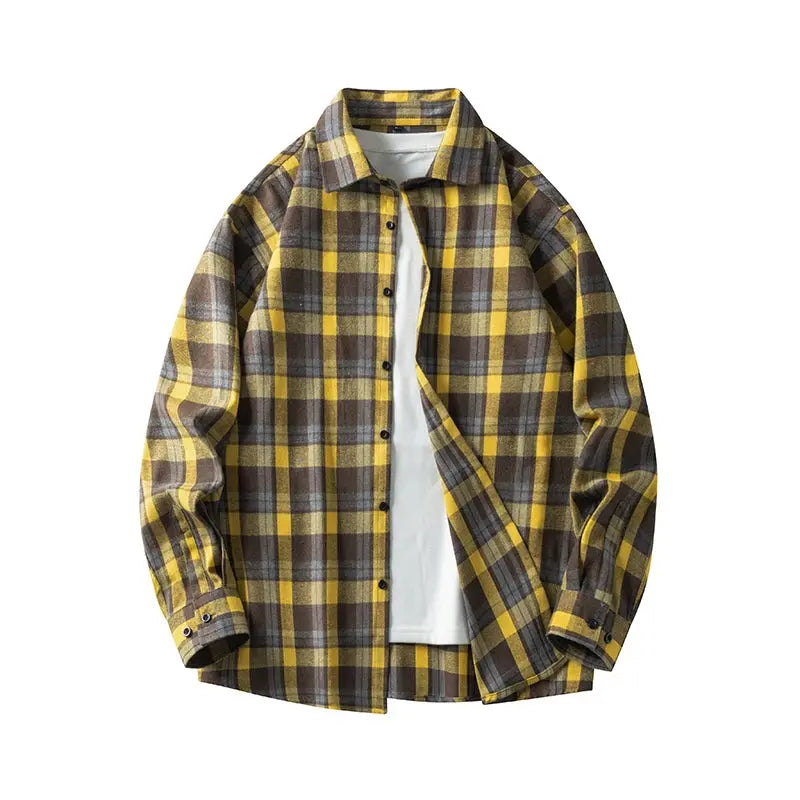 Men Shirt Plaid Flannel Long Sleeve Oversized Loose Cotton Casual Male Youth Comfortable Soft Fall Streetwear Formal Dress Shirt Markonline