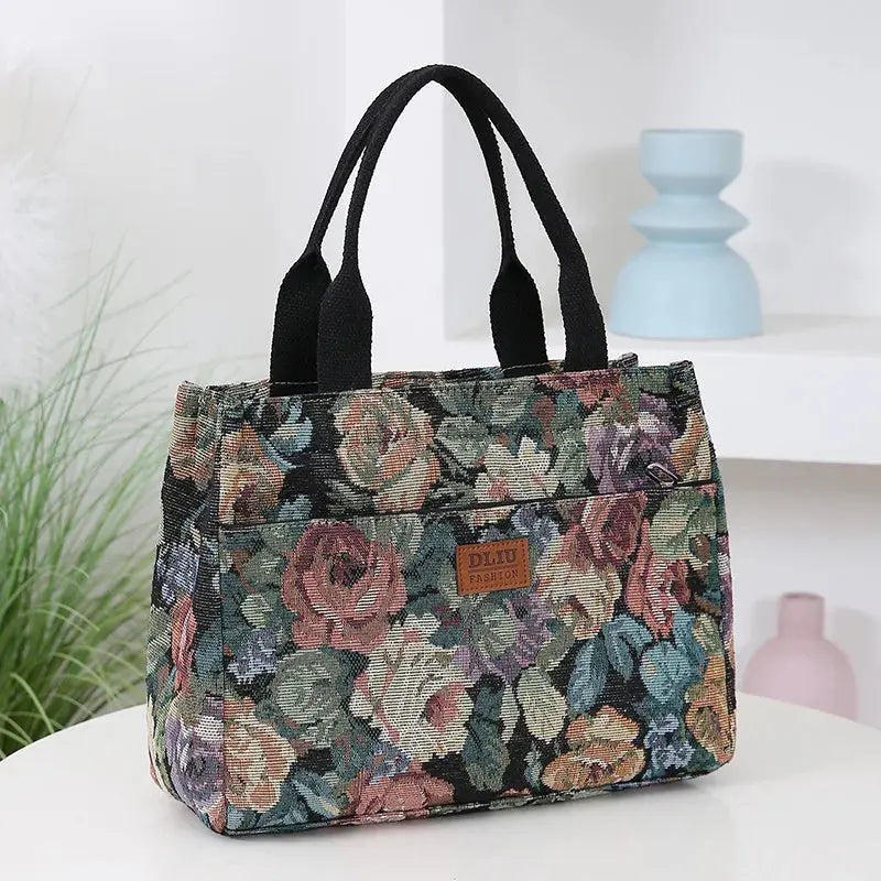 Floral print women's tote bag, heavy cloth bag, portable for work, high capacity fashion Tote bag for all occasions