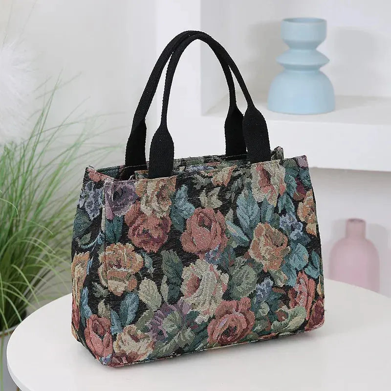 Floral print women's tote bag, heavy cloth bag, portable for work, high capacity fashion Tote bag for all occasions