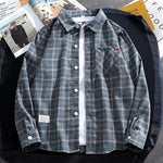 Men's Casual Plaid Shirts Autumn Fashion Long-sleeved T-shirts Korean Loose High Street Shirt Outwear Young Adults Spring Top Markonline