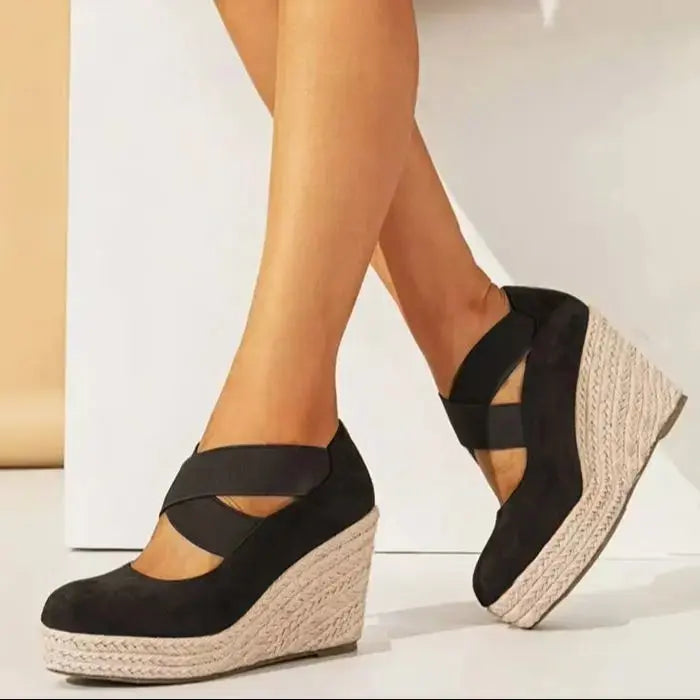 LIHUAMAO Wedges shoes for women high heel pumps platform high heel party slingback slip on fashion lady comfortable shoes