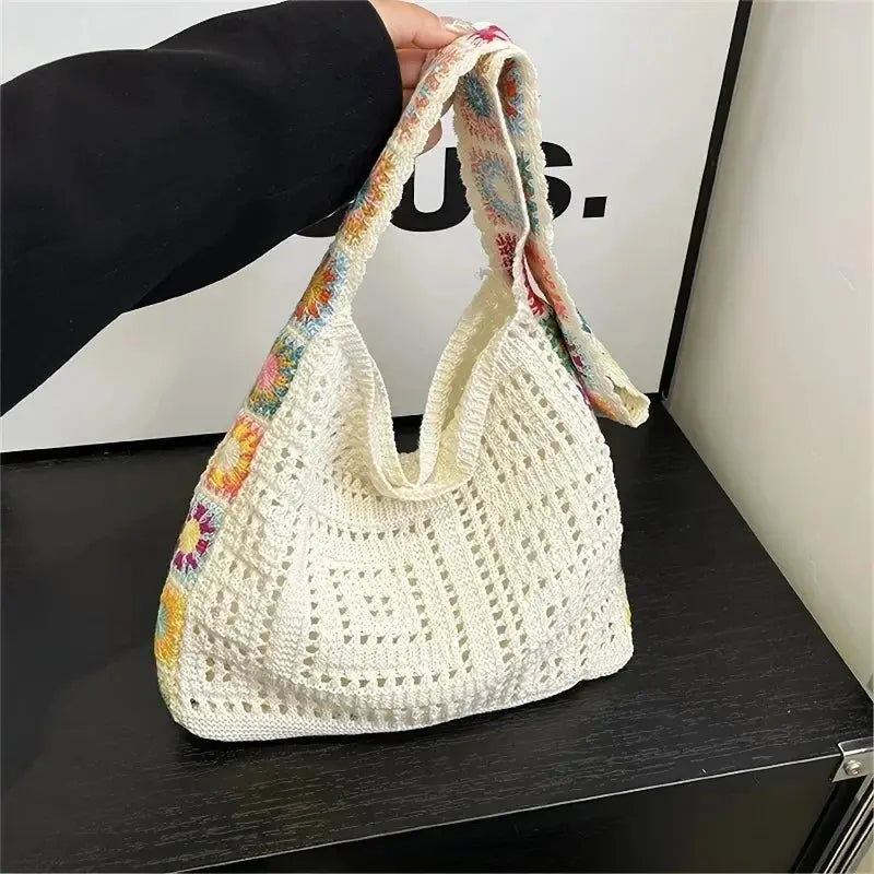 Women Knitted Shoulder Bag Crochet Tote Bag Fashionable Handbag Summer Beach Bаg