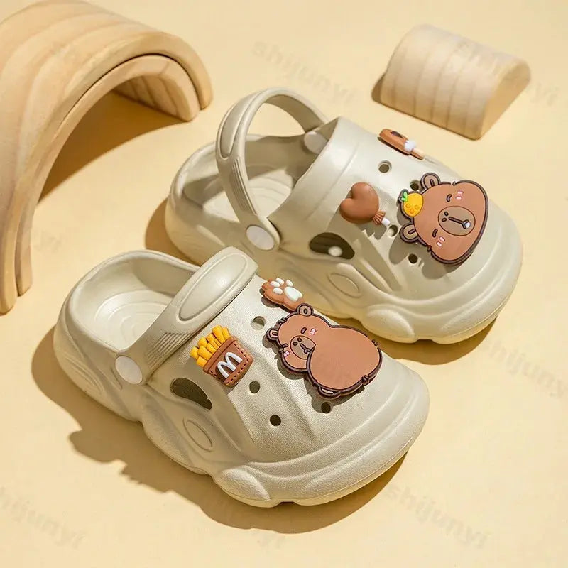 Capybara Sandals Children DIY Garden Slippers Anti-slip Platform Kids Slippers 2025 Summer Cartoon Slippers Beach Clogs Shoes