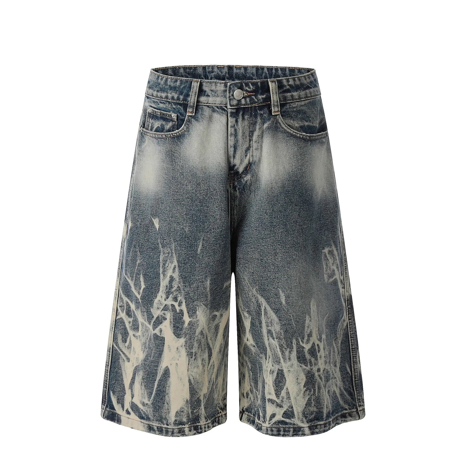 MIJKO Hi Street Blue Denim Shorts Men's 2025 Summer Loose Casual Jeans Shorts Streetwear Harajuku Hip Hop Shorts