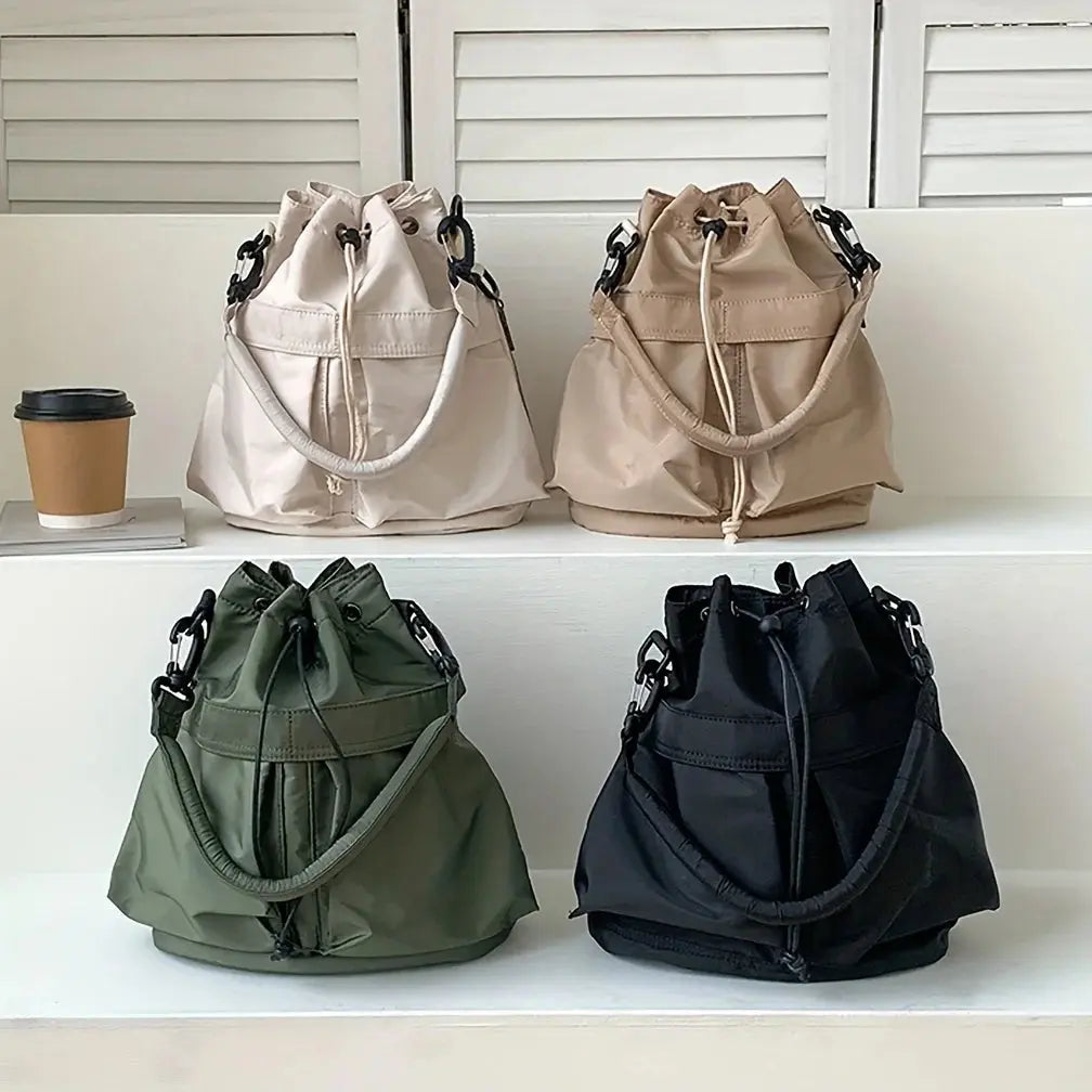Fashion Women Shoulder Bag Nylon Waterproof Women Large Capacity Casual Handbag  Drawstring Crossbody Bag Tote Bag