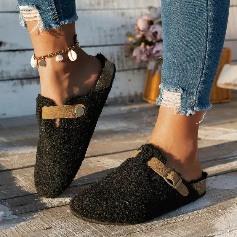 Women Mules Slippers 2024 New Fashion Clogs Cork Insole Designer Baotou Warm Slippers Home Casual Slippers Women Slides Women