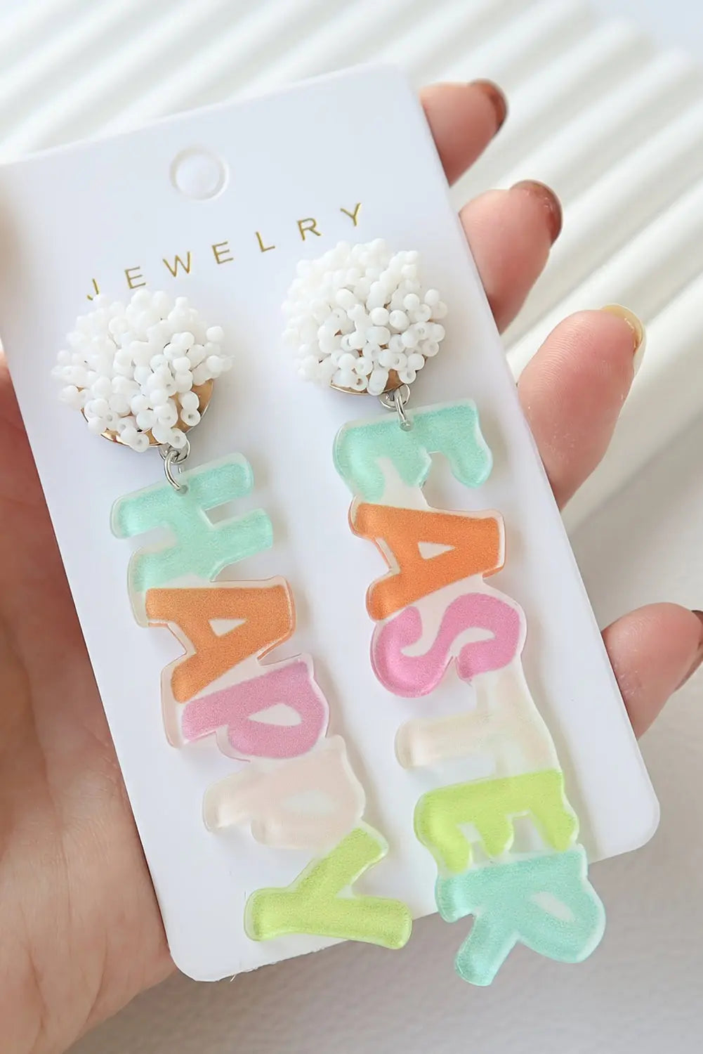Pink Colorful HAPPY EASTER Drop Earrings Dear-Lover Dropshipping