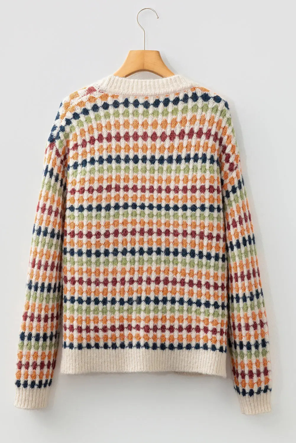 Multicolour Dotty Pattern Knit Button Front V Neck Sweater Cardigan Dear-Lover Dropshipping