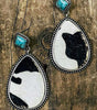 Black Cow Print Turquoise Drop Earrings Dear-Lover Dropshipping